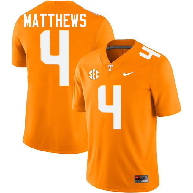 #4 Mike Matthews UT Vols Jerseys,Tennessee Volunteers College Football Jerseys Stitched-Orange
